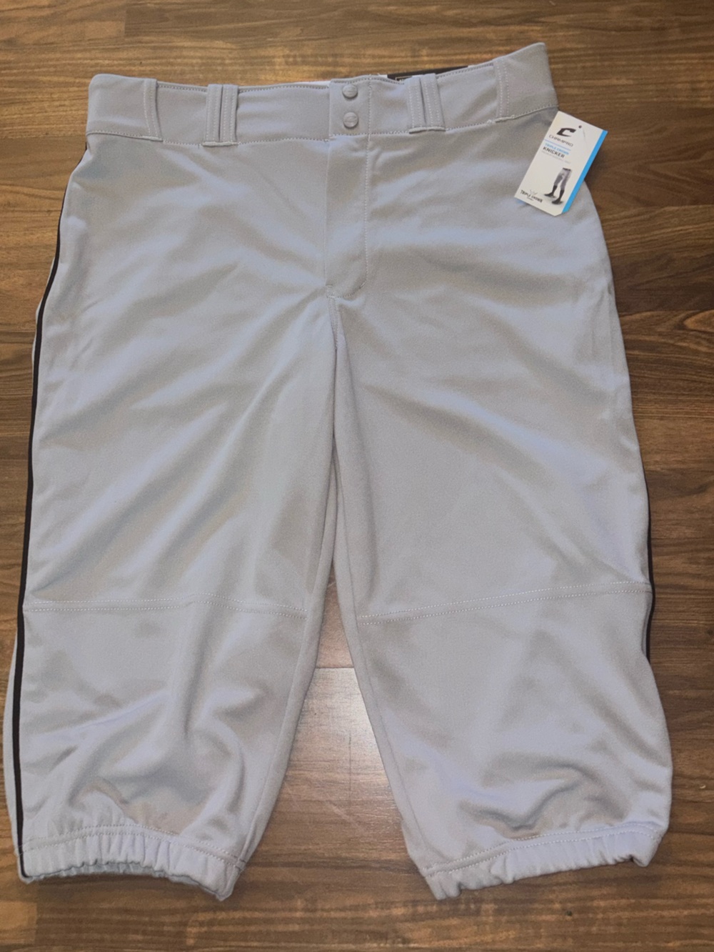 NWT Champro Triple Crown Piped Baseball Knicker Pants Gray Black